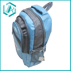 Wholesale double zipper blue nylon solid back-pack school bag