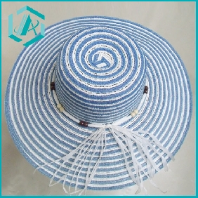 Wholesale nice white and blue stripe wedding church lady's hats