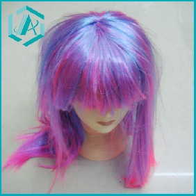 Wholesale light purple and red Medium Straight Fancy Dress Party Show Wig