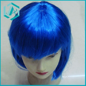 Wholesale Medium LONG Bang Dark Blue Party COSPLAY hair wig wigs
