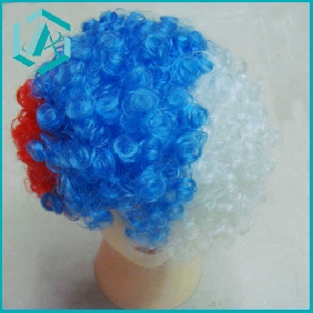 Wholesale Christmas Party Clown Afro Circus Hair Wig with white, red, blue colors