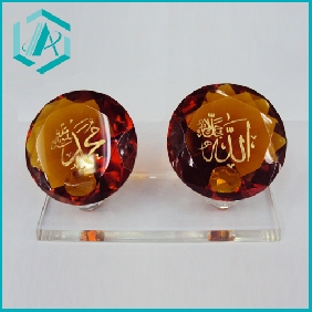 2 Pieces Golden Crystal Balls with Clear Crystal Stand