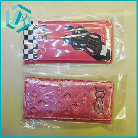 Fashion pu girl's wallet with red color