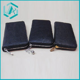 Fashion New black Mens Bi-fold soft leather Wallet zip around
