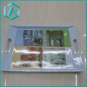Wholesale Melamine service trays， long and squre with hole handle on the side