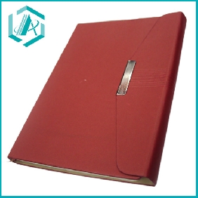 red artificial leather cover paper Business Notebook