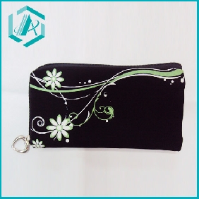 Wholesale Fashionable flower printed black cloth mobile phone bag