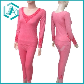 Wholesale light red color Anti-Bacterial lady's long johns and thermal underwears