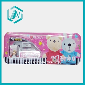 Wholesale lovely pink cartoon design pencil box stationery set