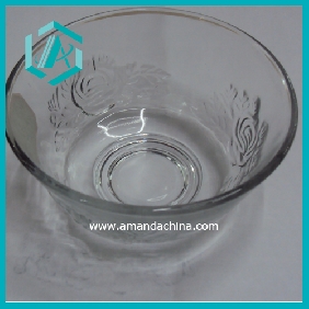 Wholesale low price round floral clear glass candy bowl