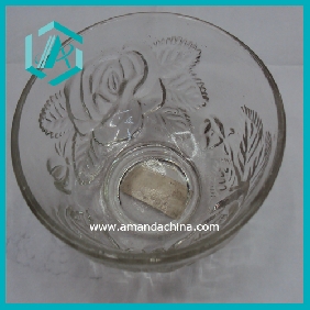 Wholesale low price round floral clear glass candy bowl (50*100mm)