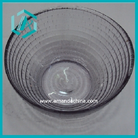 Wholesale low price round strip clear glass candy bowl