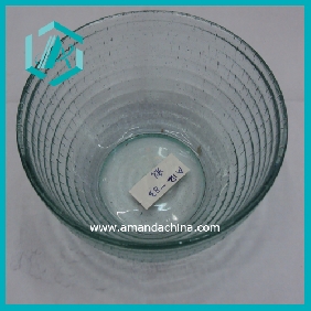 Wholesale low price round strip pale green glass candy bowl