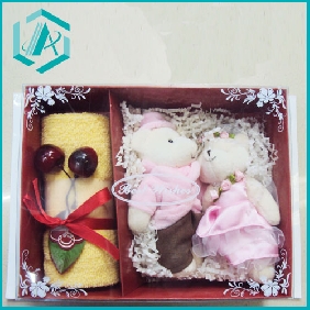 2011 Valentine gift set, cotton towel + 2 bear toys