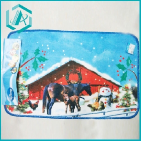 Wholesale Christmas snow scenery deer and house pattern mat
