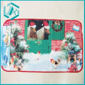 Wholesale pink color two horses christmas snow scenery mat