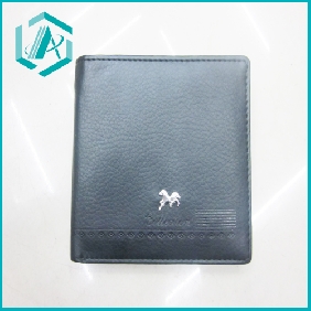 custom men bi-fold pu leather black wallet with card holder