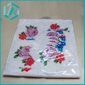 Wholesale purple and red flower with green and blue leaves white table cloth