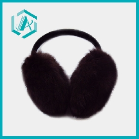 Wholesale adjustable warmer purified black color rabbit fur ear muff