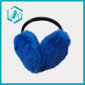 Wholesale bright blue color pure cony hair ear muff for young ladies