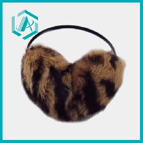 Wholesale Fashion tiger stripe cony hair earmuffs for Christmas promotion