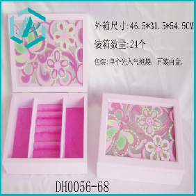 Wholesale fashion girls lovely pink wooden  jewelry boxes