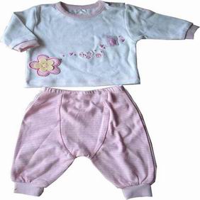 Wholesale Organic cotton Soft Shell 100% Cotton Embroidered long sleeve and trousers  Baby Wear