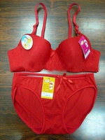 Wholesale New desgin red sexy Embroidered Convertible Cotton Female Bra set