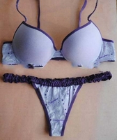 Wholesale Nice Printing Purple Lady's G-string Cotton Lingerie Bra