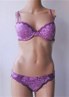 Wholesale New Style Cotton Bra Set with Purple Printing Decorative Design