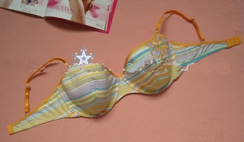 Wholesale 100% cotton women's stripes sexy padded bra in stock promotional lady's underwear
