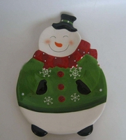 Wholesale Christmas cartoon person design dolomite colorful ceramic painting dish