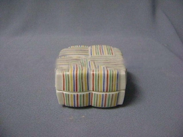 Wholesale square shape colorful stripe pattern Japanese style ceramic dish with lid