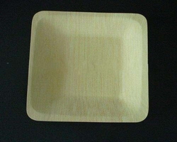 Wholesale Beige color square shape disposable bamboo dish plate