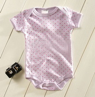Wholesale 2011 summer girls purple cotton short sleeve  baby romper