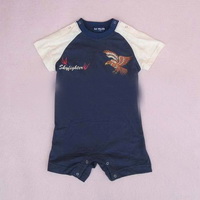 Wholesale 2011 newest blue cotton short sleeve summer baby romper