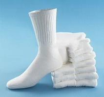 Wholesale pure white good design 100% combed cotton socks for promotion