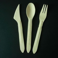 Wholesale bamboo fiber disposable camping cutlery picnic dinnerware