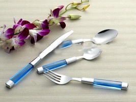 household stailess steel and ABS green dinner fork set