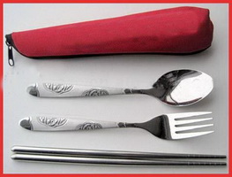 Wholesale mirror-polished high grade stainless steel cutlery set with spoon, chopsticks and fork