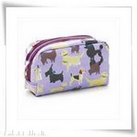 Wholesale light purple color small animals printed cosmetic makeup bag
