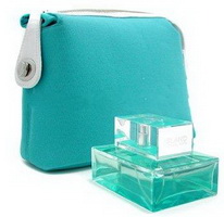 Wholesale light blue color zippered 600*300D polyester makeup bag