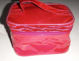 Wholesale Red PVC square shape large space cosmetic makeup bag
