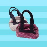 Wholesale Canvas material pink and red color lady's makeup bag