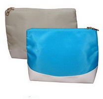 Wholesale grey and blue color Polyester material lastest makeup bag
