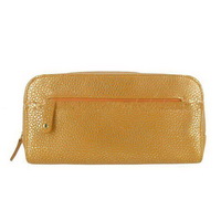 Wholesale zipper design yellow color PU leather makeup bag