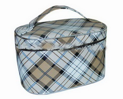 Wholesale small check pattern ladies' makeup bag