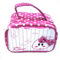 Wholesale lovely style pink color small dolls Cosmetic makeup bag