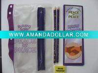 Wholesale RL-75 PVC Zipper Pencil Bag with Stationery set