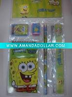 Wholesale 5Pcs Spongebob Children school supplies Stationery set pencil set